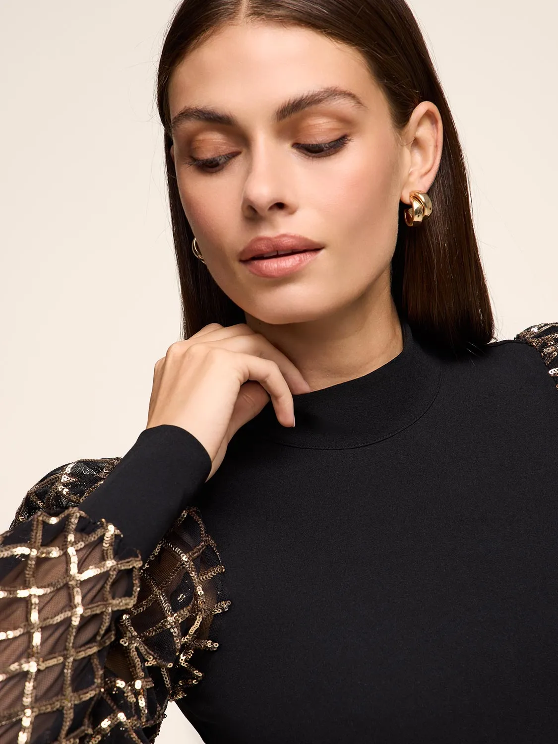 Mini Dress With Sequin Long Sleeves sold by Suzy Shier product image thumbnail 2