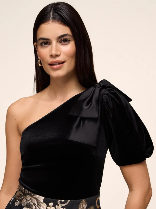 One-Shoulder Velvet Top sold by Suzy Shier