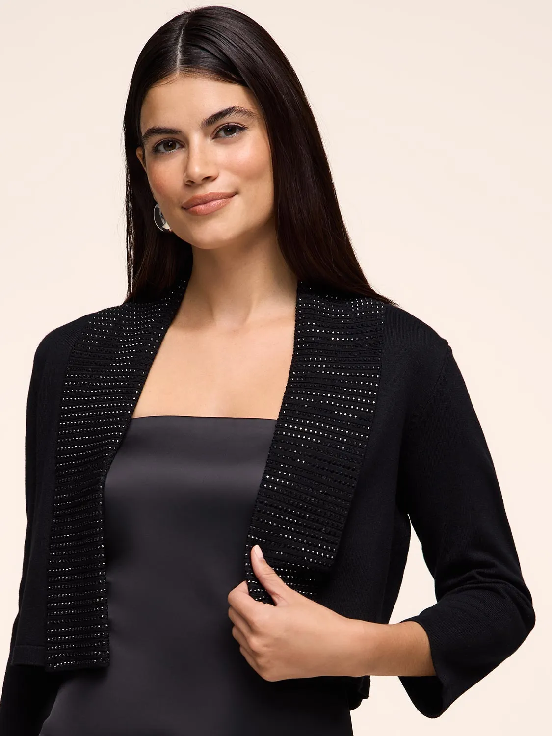 3/4 Sleeve Bolero With Rhinestones sold by Suzy Shier