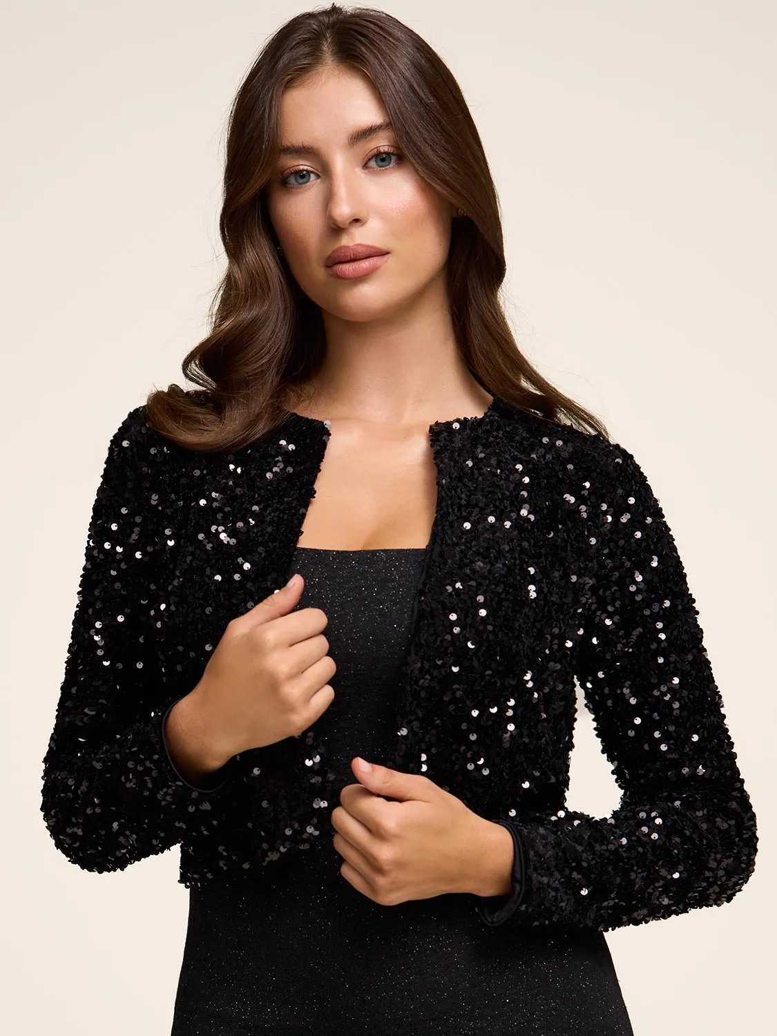Long Sleeve Sequin Bolero sold by Suzy Shier