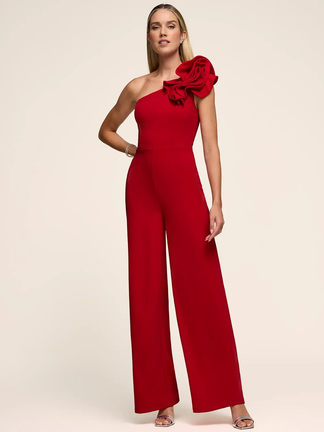 Ruffle One-Shoulder Wide-Leg Jumpsuit sold by Suzy Shier product image thumbnail 4