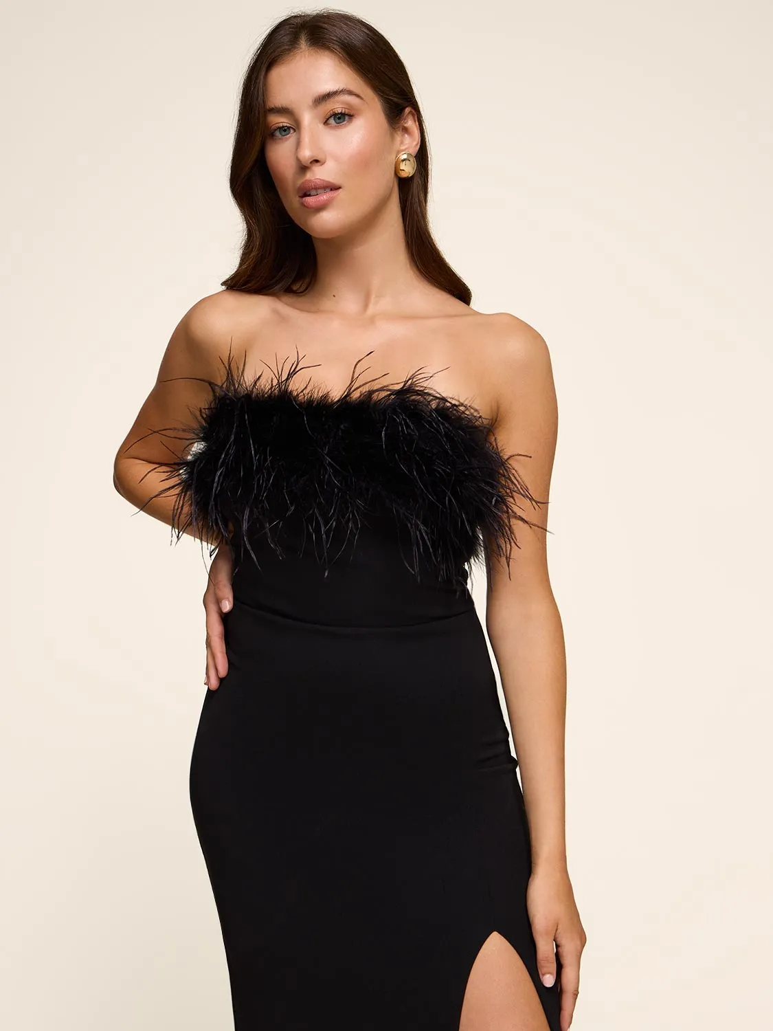 Strapless Gown With Feather Trim sold by Suzy Shier product image thumbnail 5