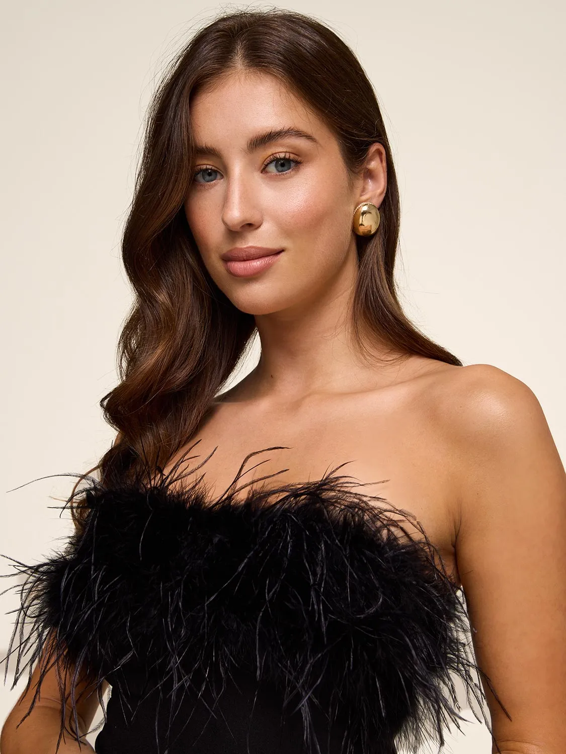 Strapless Gown With Feather Trim sold by Suzy Shier product image thumbnail 3