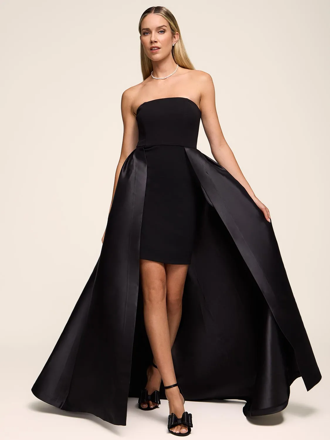 Strapless Gown With Satin Skirt Overlay sold by Suzy Shier product image thumbnail 2