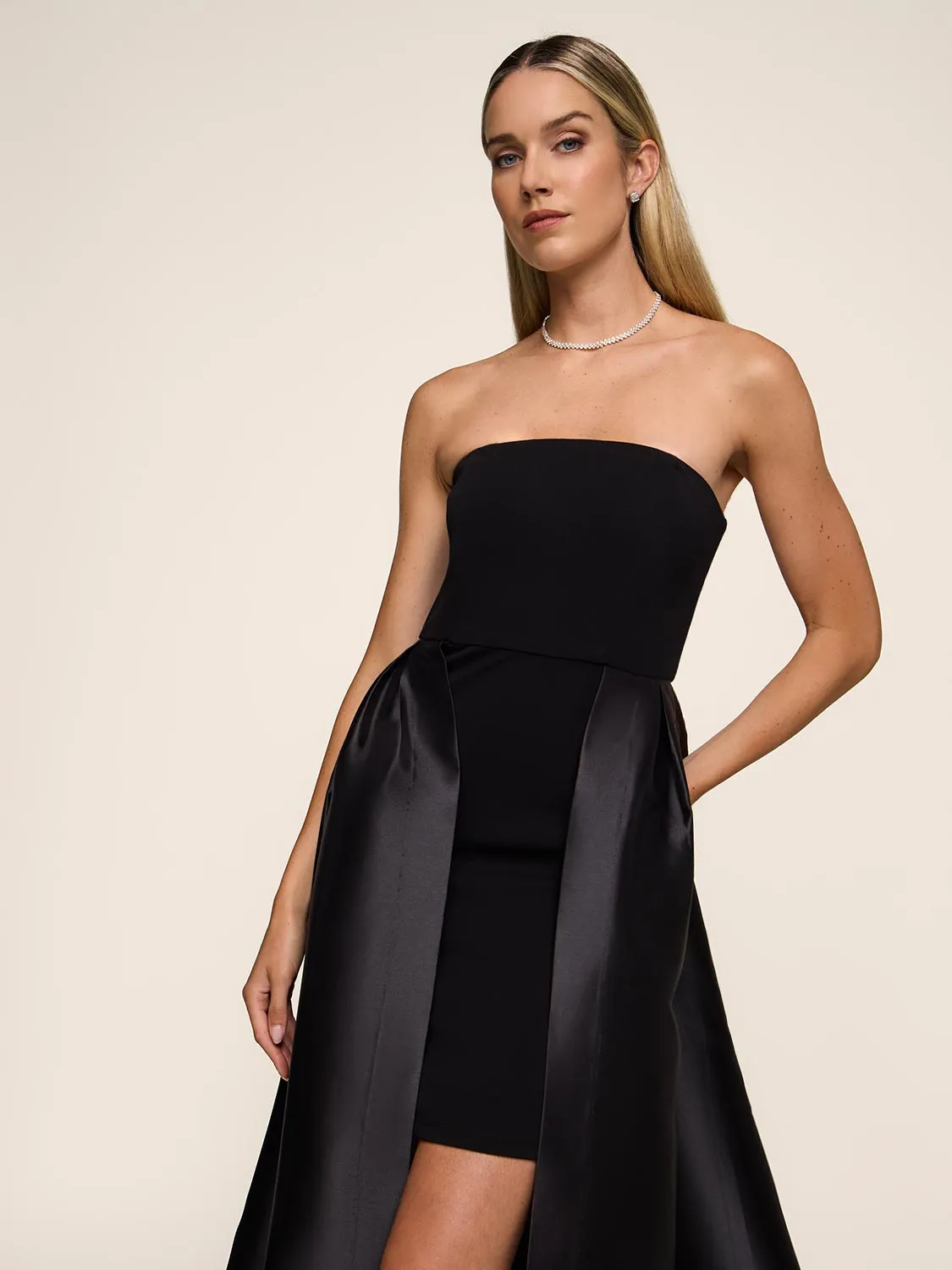Strapless Gown With Satin Skirt Overlay sold by Suzy Shier product image thumbnail 5