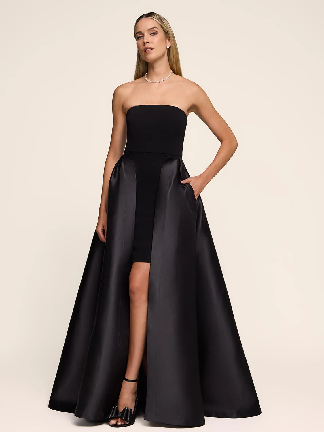 Strapless Gown With Satin Skirt Overlay sold by Suzy Shier product image thumbnail 3