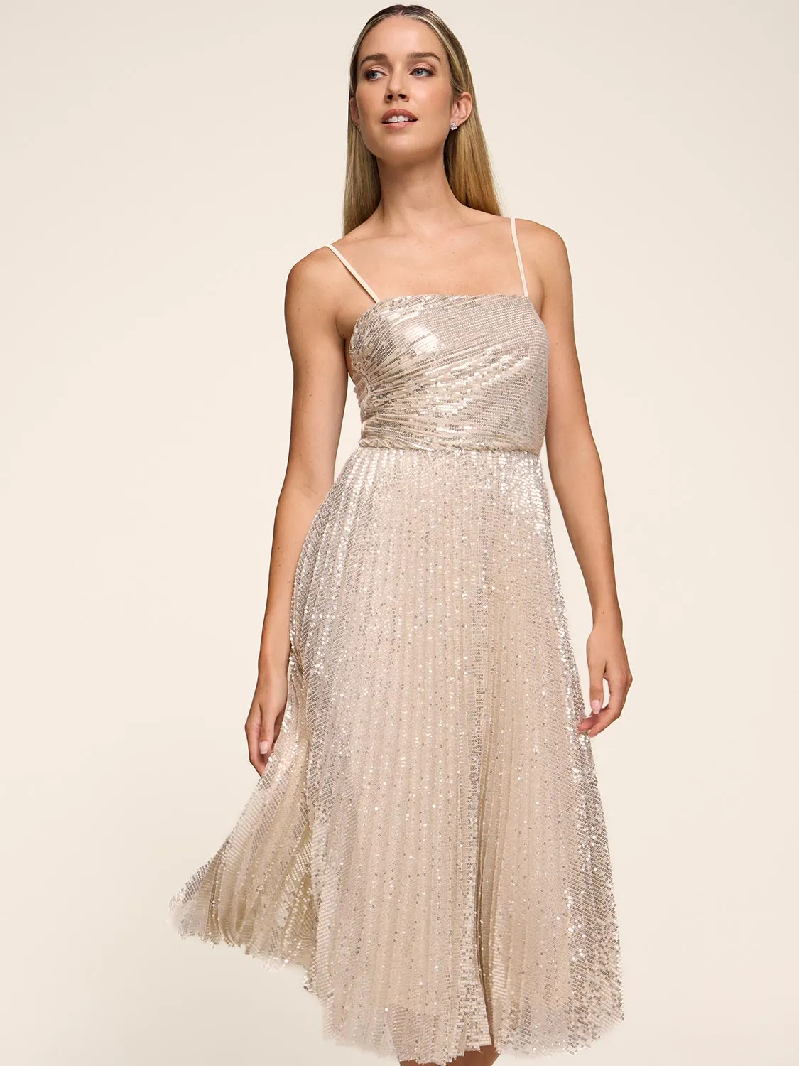 Fit & Flare Sequin Pleated Midi Dress sold by Suzy Shier product image thumbnail 4