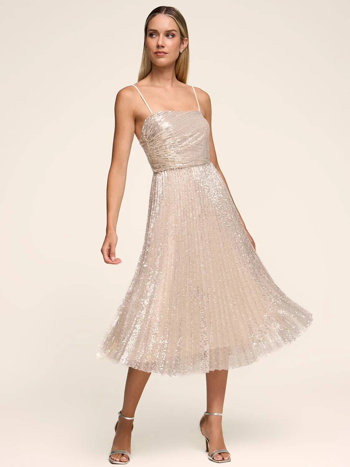 Fit & Flare Sequin Pleated Midi Dress sold by Suzy Shier product image thumbnail 5