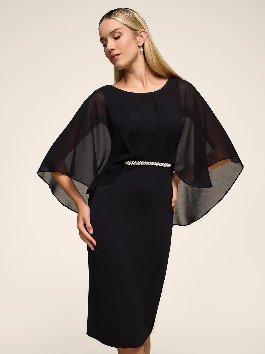Sheath Dress With Chiffon Overlay sold by Suzy Shier product image thumbnail 2