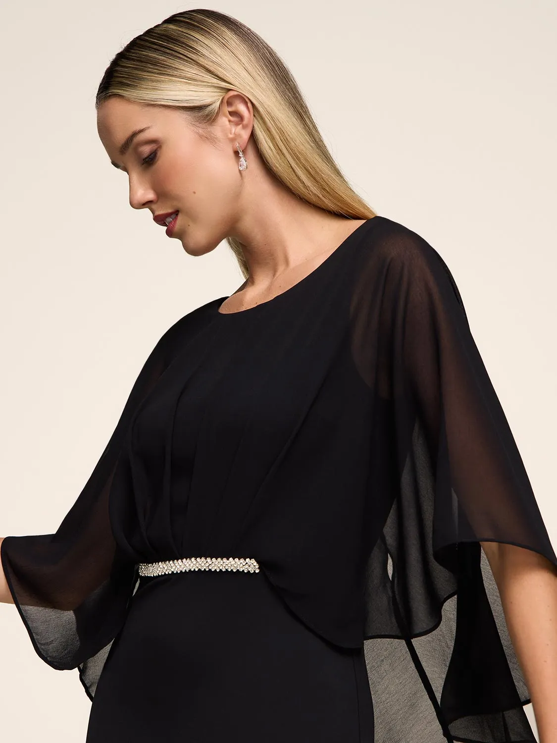 Sheath Dress With Chiffon Overlay sold by Suzy Shier product image thumbnail 4