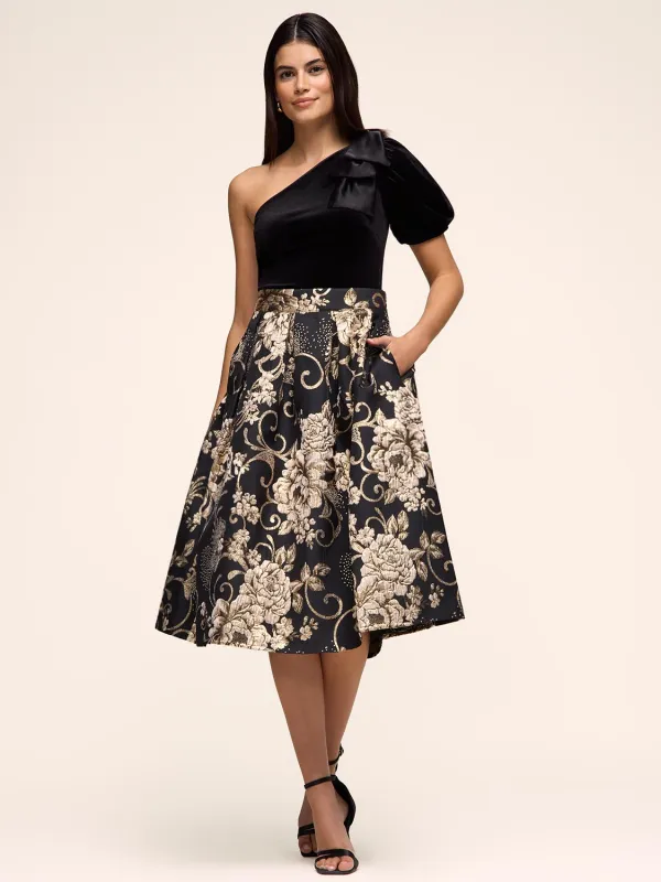 Jacquard Floral Pleated Midi Skirt sold by Suzy Shier