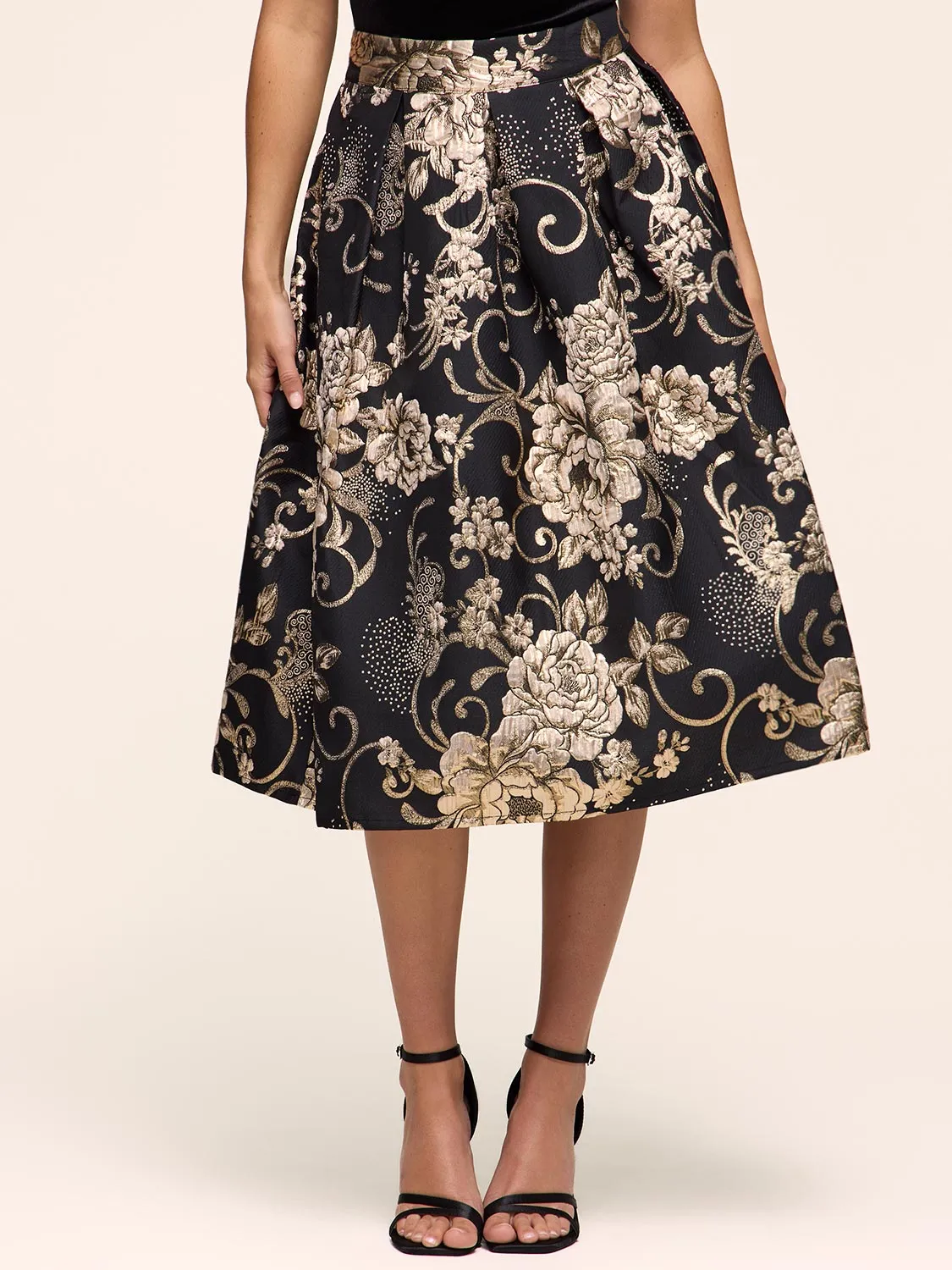 Jacquard Floral Pleated Midi Skirt sold by Suzy Shier product image thumbnail 3