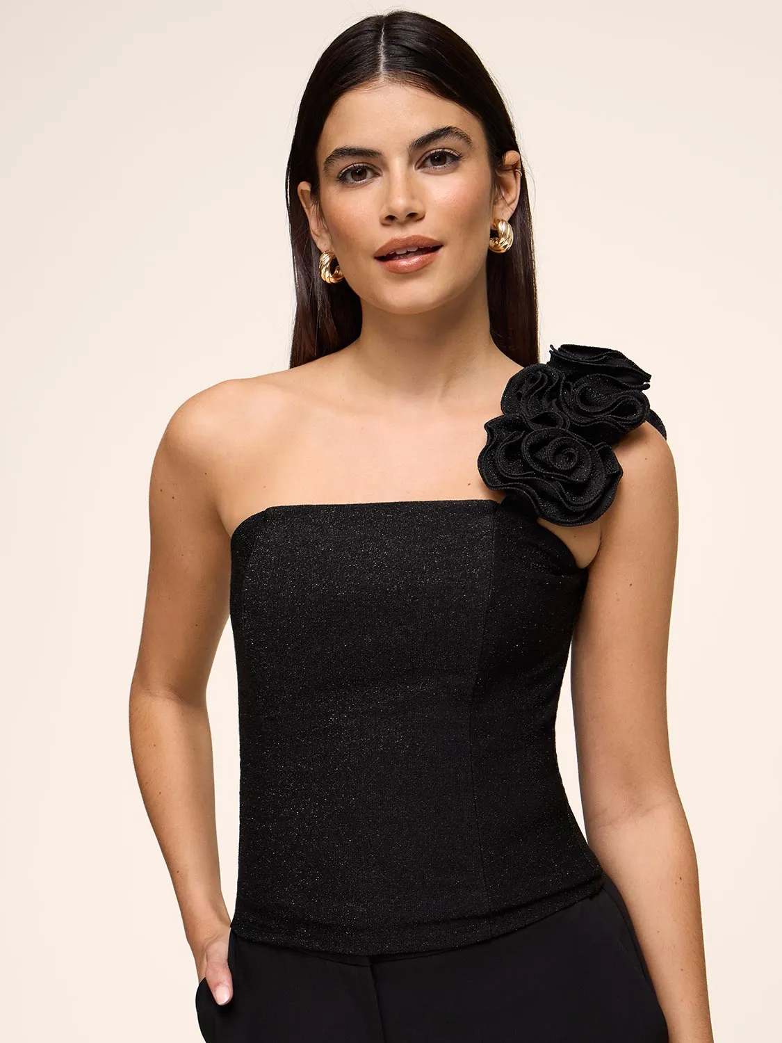 Glitter Top With Flower Strap sold by Suzy Shier product image thumbnail 4