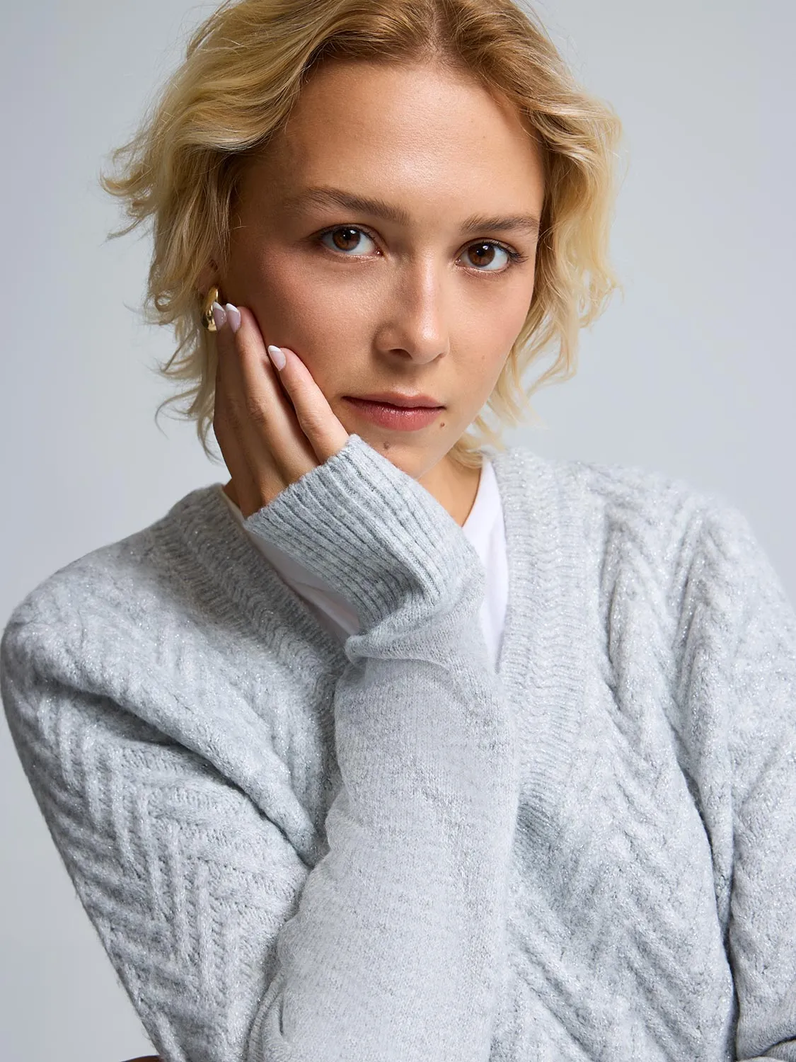 Metallic V-Neck Sweater sold by Suzy Shier product image thumbnail 4