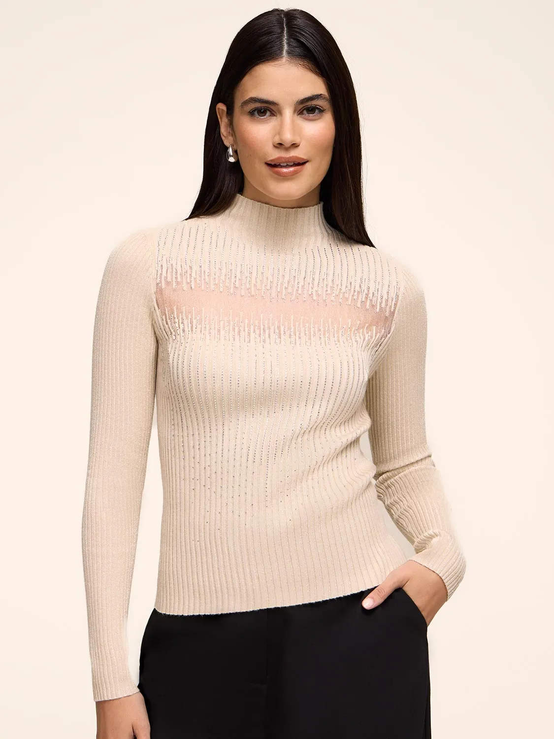 Mock Neck Ribbed Sweater sold by Suzy Shier product image thumbnail 3