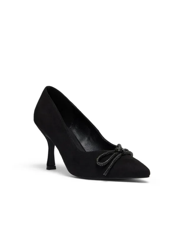 Faux-Suede Pump With Jewelled Bow sold by Suzy Shier