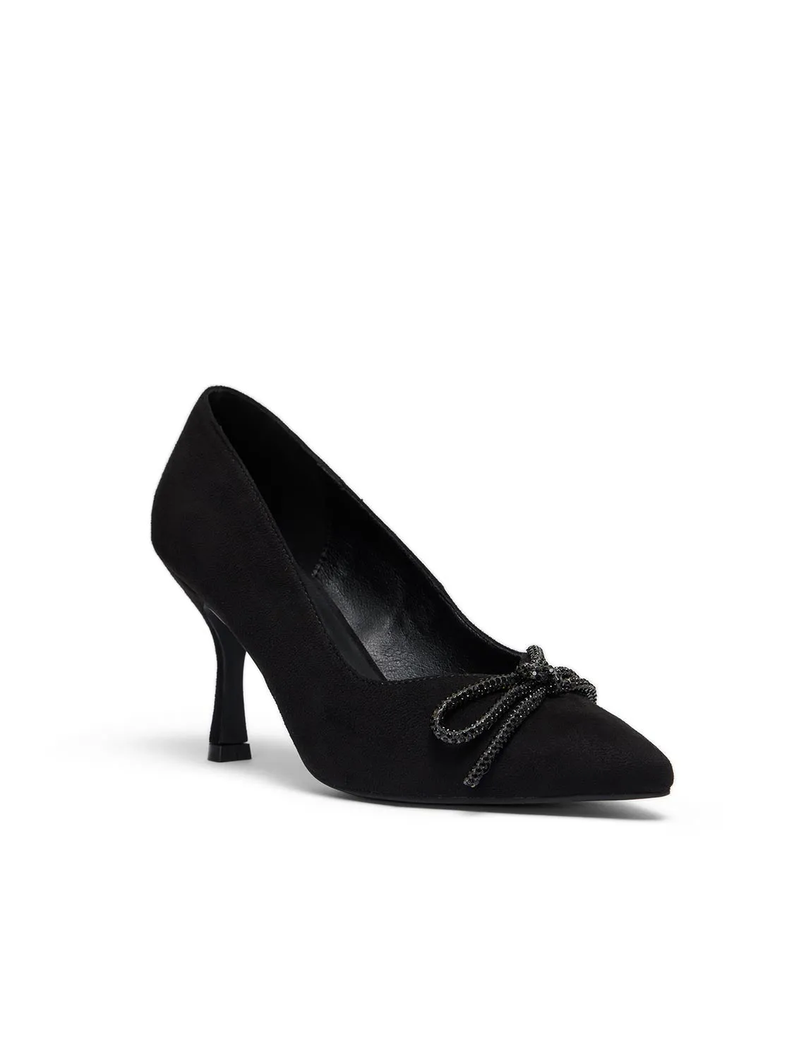 Faux-Suede Pump With Jewelled Bow sold by Suzy Shier