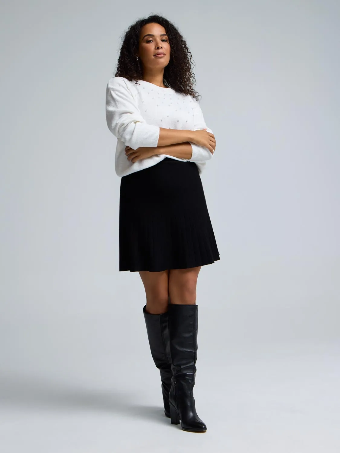 Pearl-Embellished Sweater sold by Suzy Shier