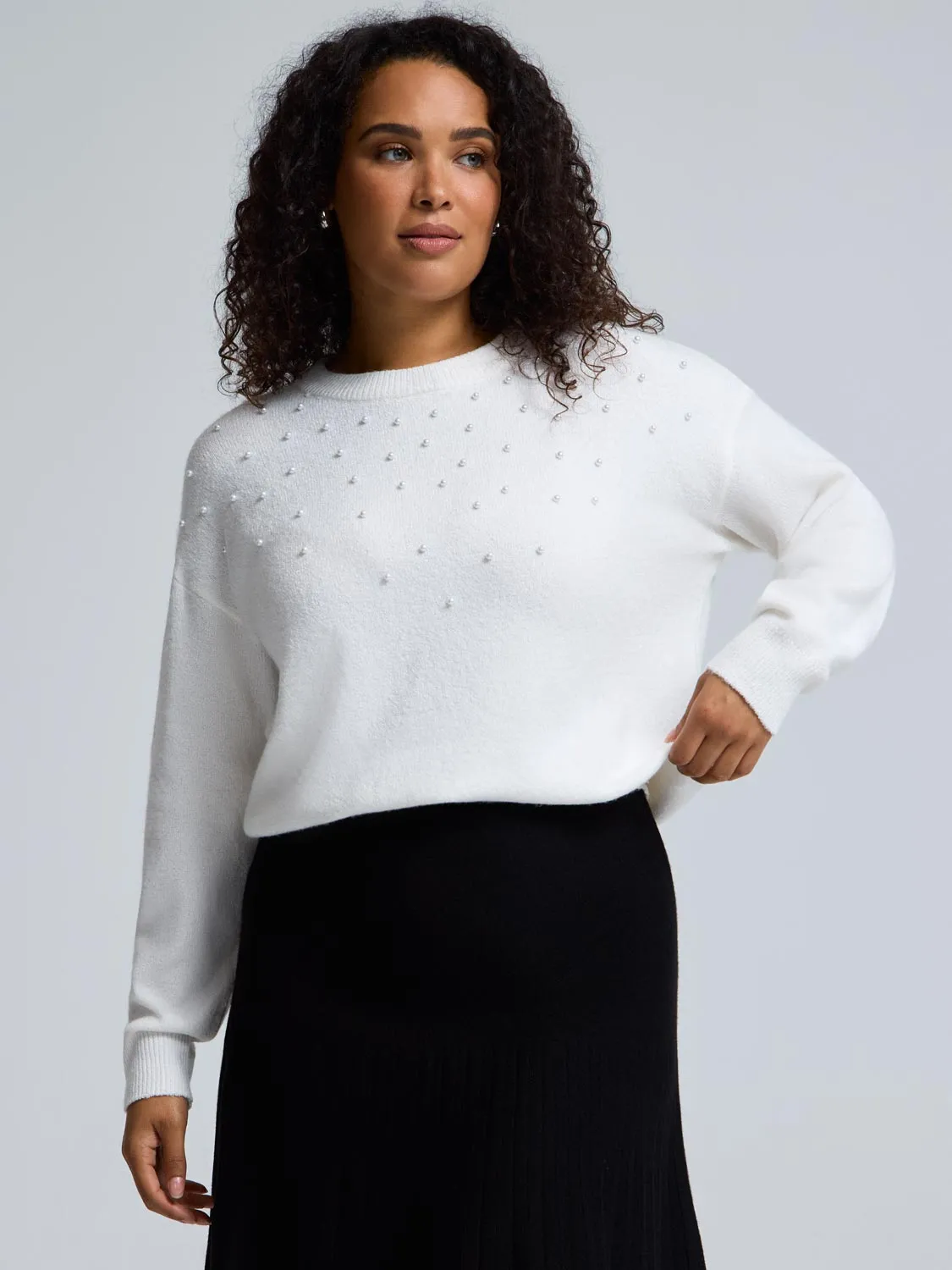 Pearl-Embellished Sweater sold by Suzy Shier product image thumbnail 2