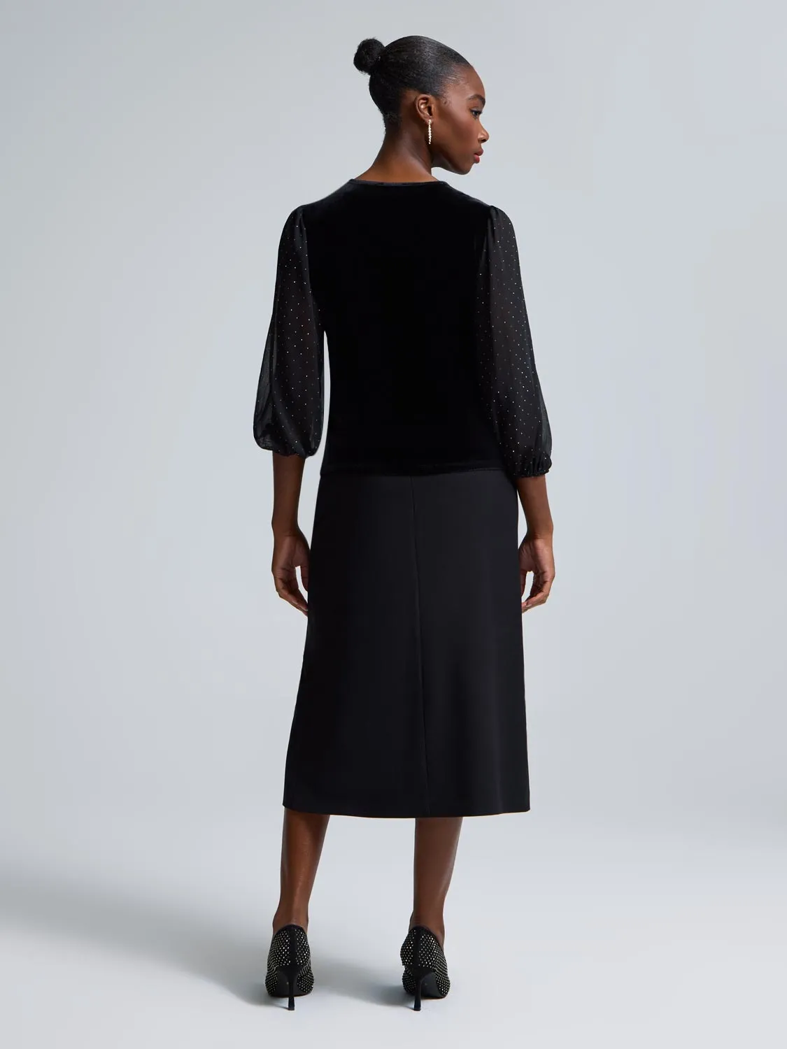 Rhinestone Sleeve Velvet Top sold by Suzy Shier product image thumbnail 4