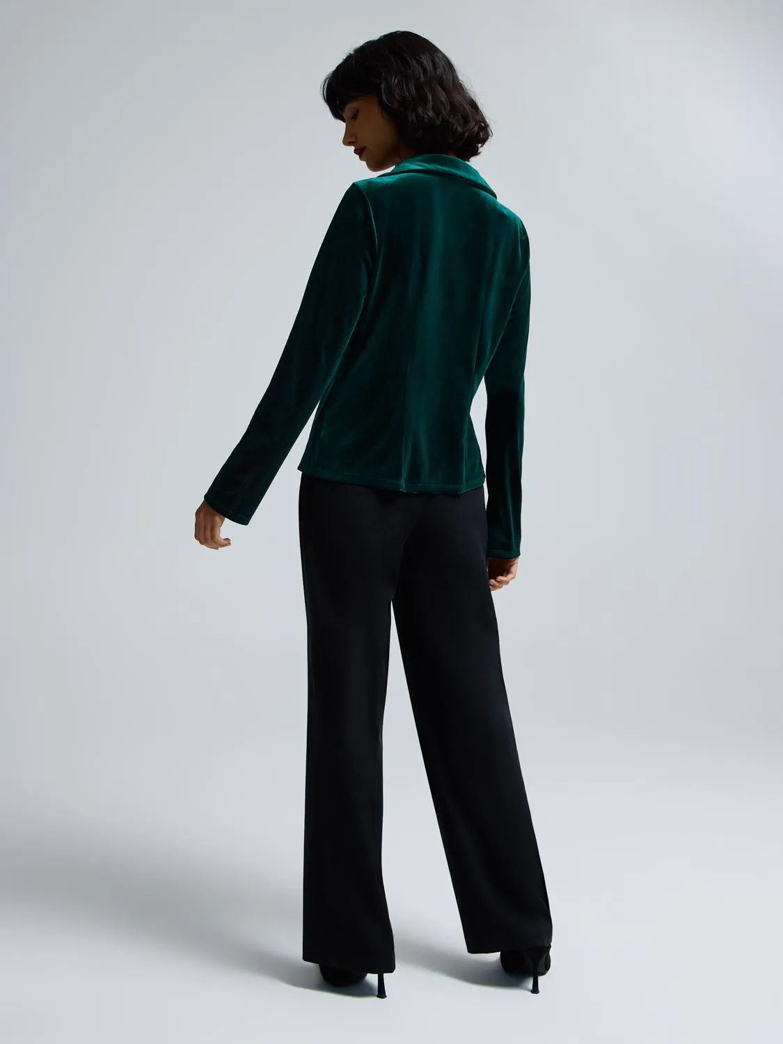 Velvet Button-Front Blouse sold by Suzy Shier product image thumbnail 4