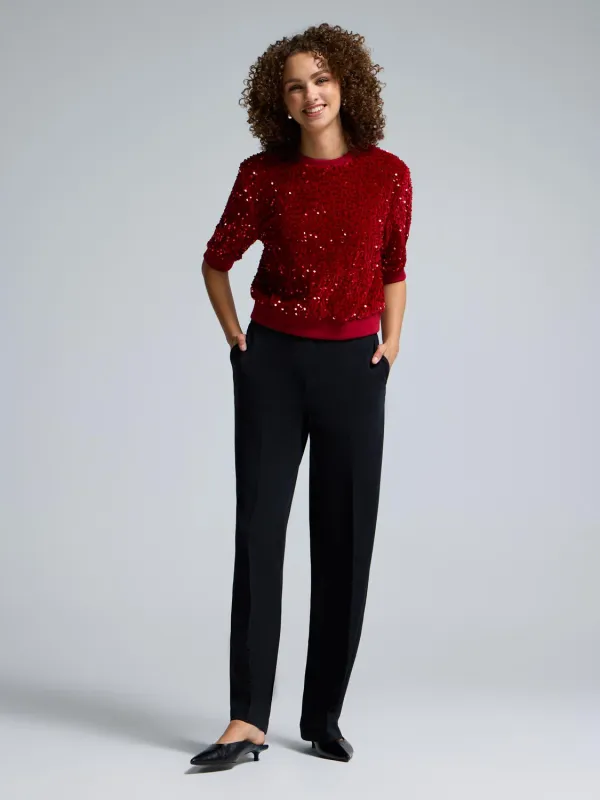 Sequin Velvet Elbow Sleeve Sweatshirt sold by Suzy Shier