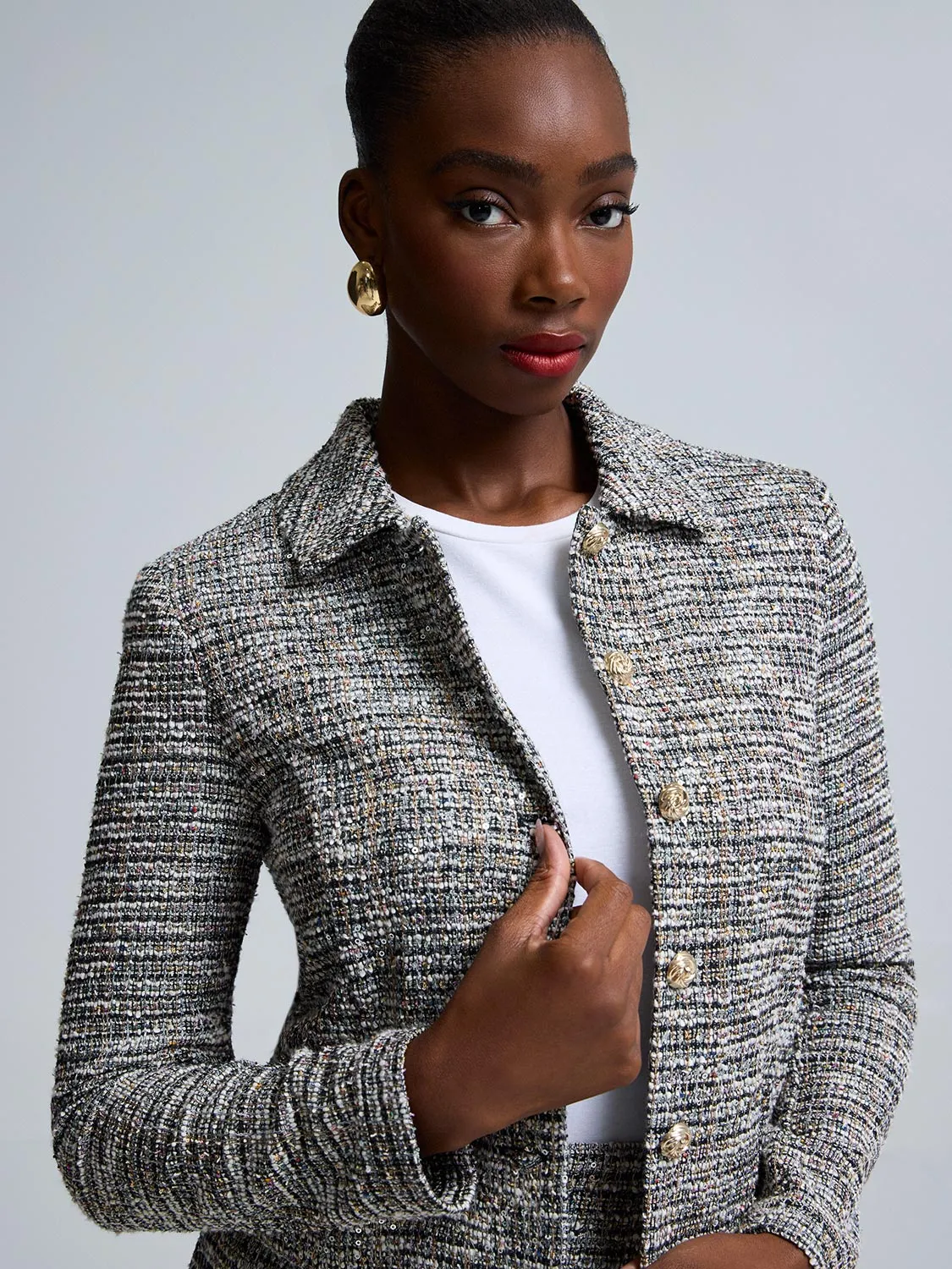 Sequin Boucle Cropped Blazer sold by Suzy Shier product image thumbnail 3