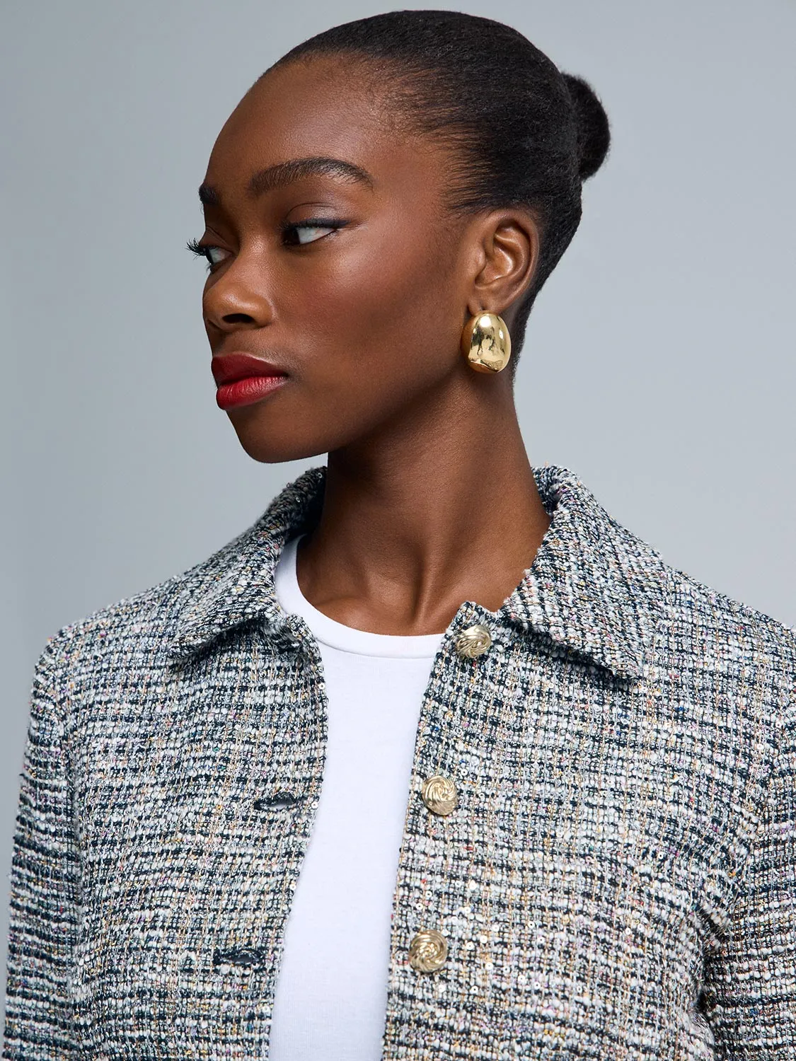 Sequin Boucle Cropped Blazer sold by Suzy Shier product image thumbnail 4