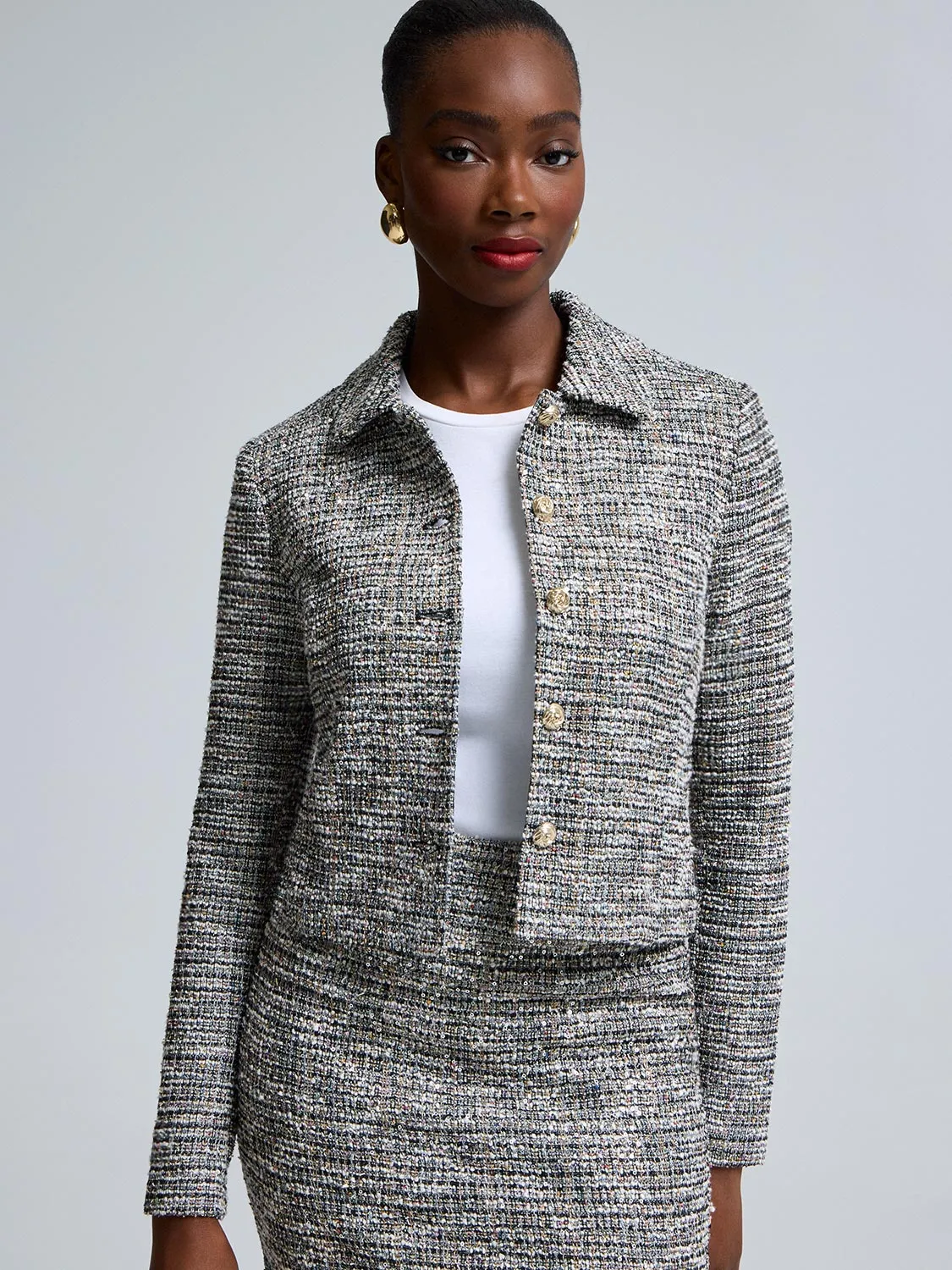 Sequin Boucle Cropped Blazer sold by Suzy Shier product image thumbnail 2
