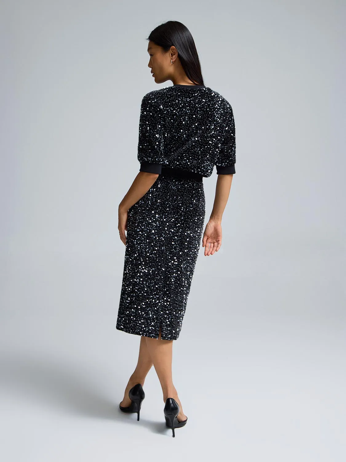 Sequin Velvet Midi Skirt sold by Suzy Shier product image thumbnail 4