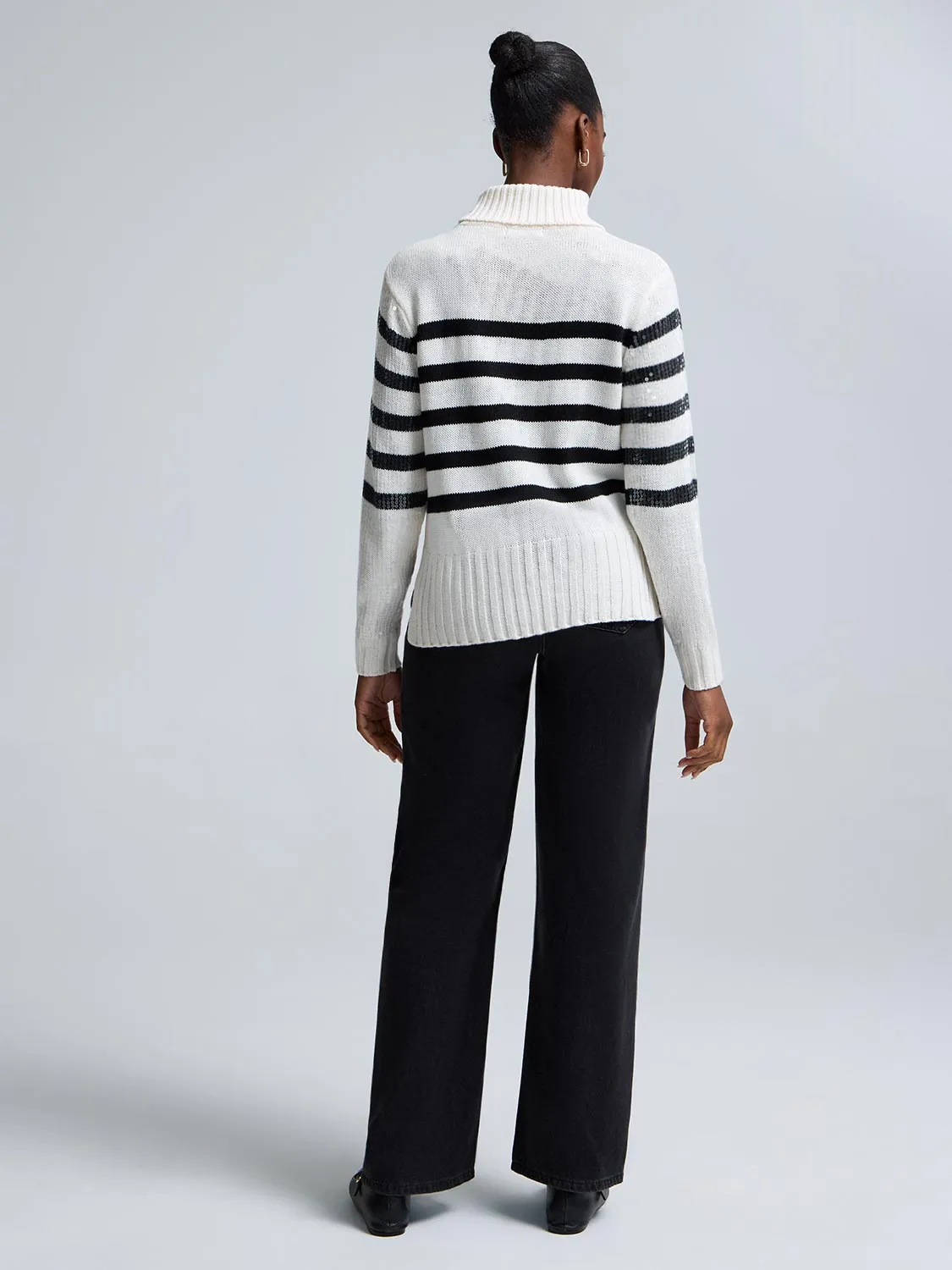 Sequin Striped Turtleneck Sweater sold by Suzy Shier product image thumbnail 5