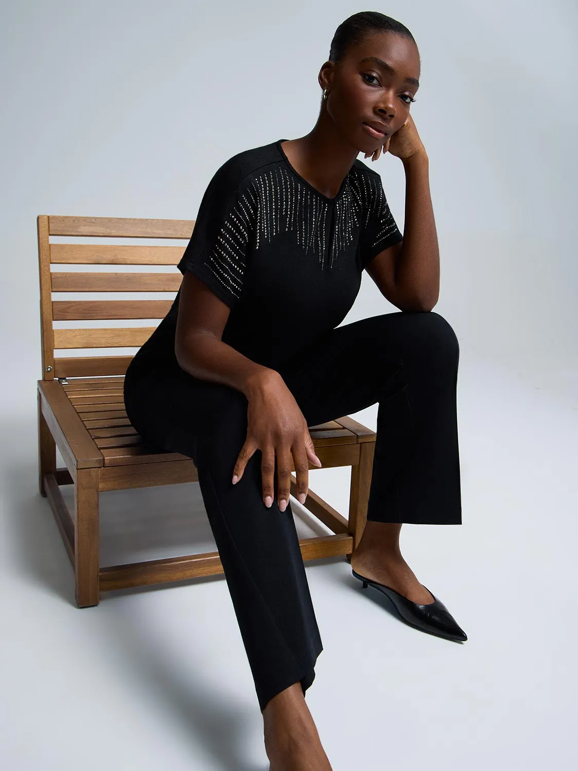 Rhinestone Dolman Sleeve T-Shirt sold by Suzy Shier