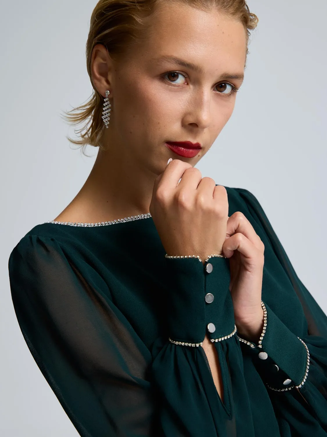 Rhinestone Boat Neck Top sold by Suzy Shier product image thumbnail 3