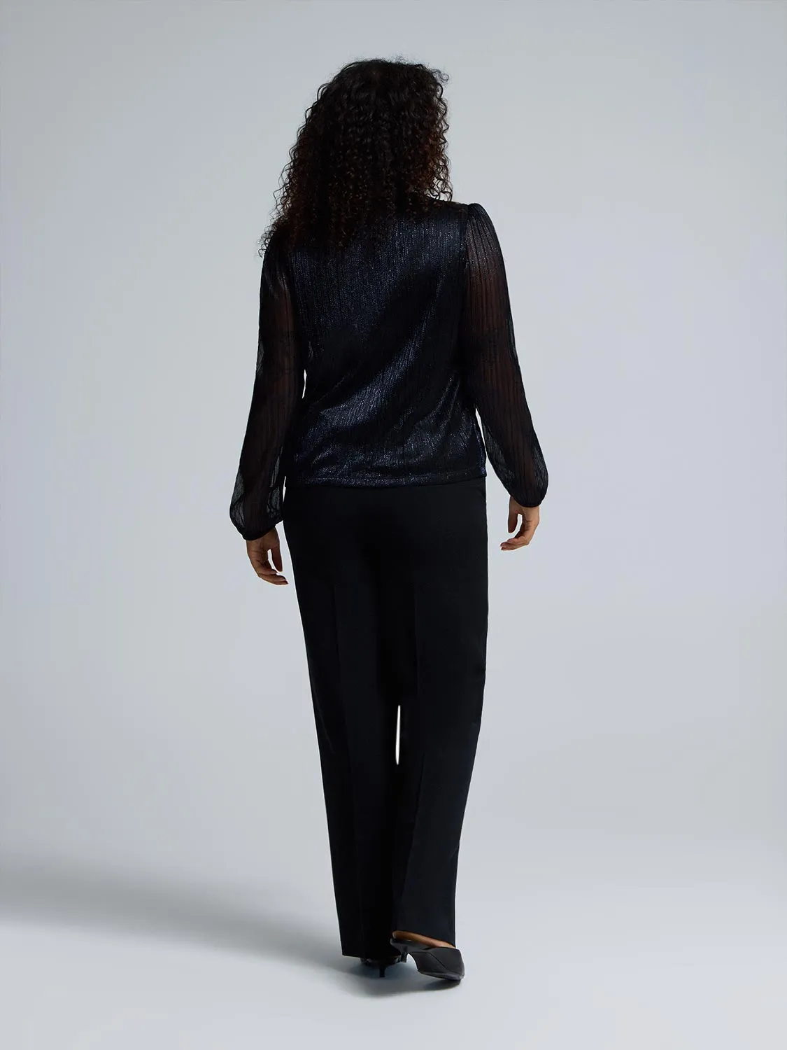 Front Keyhole Plisse Mesh Top sold by Suzy Shier product image thumbnail 4