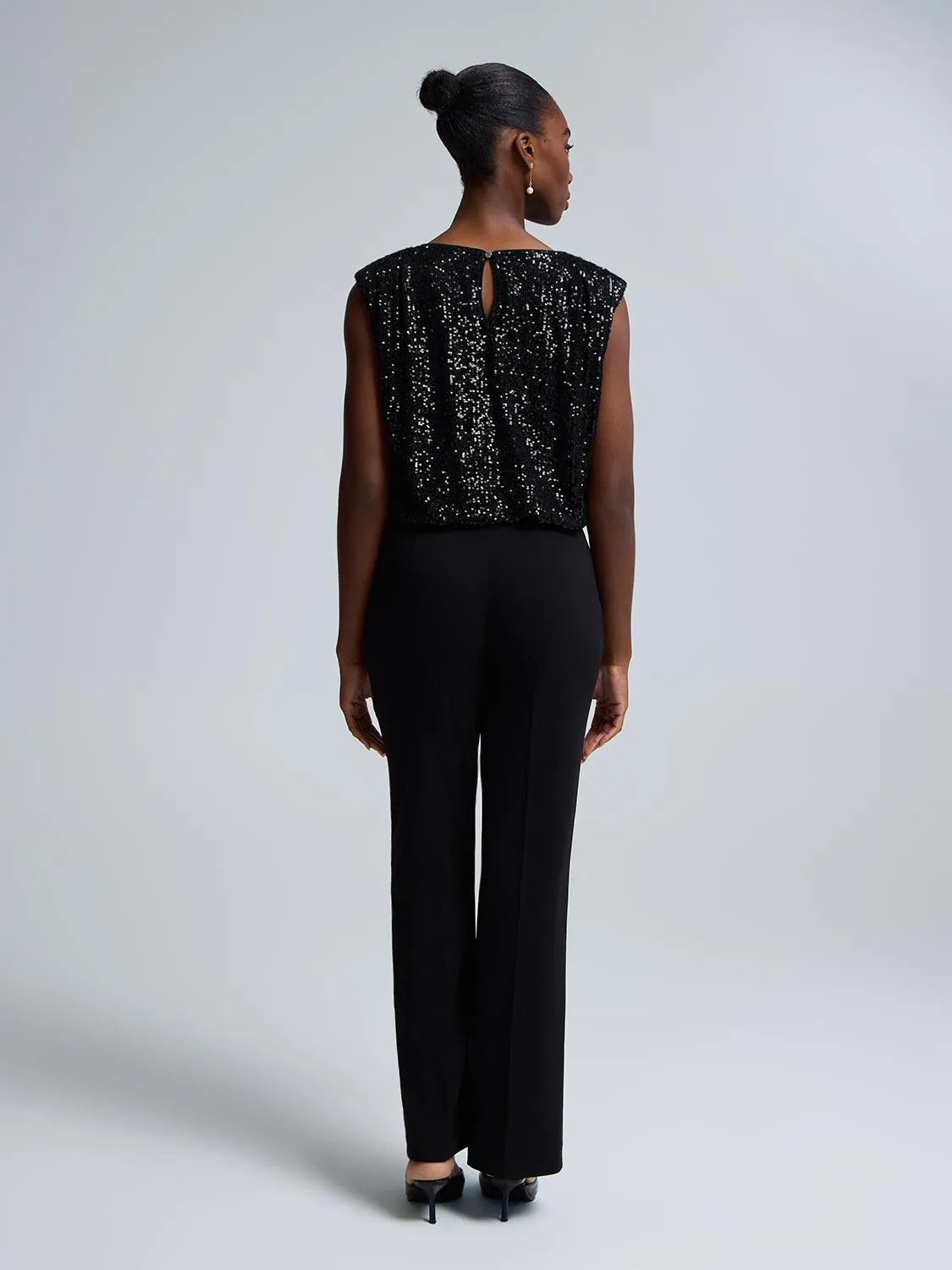 Cropped Sequin Mesh Bubble Hem Top sold by Suzy Shier product image thumbnail 5