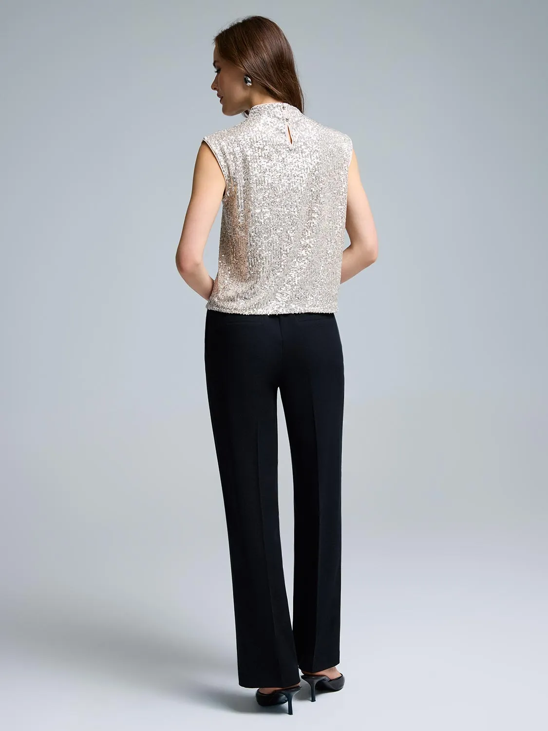 Sequin Mesh Funnel Neck Top sold by Suzy Shier product image thumbnail 4