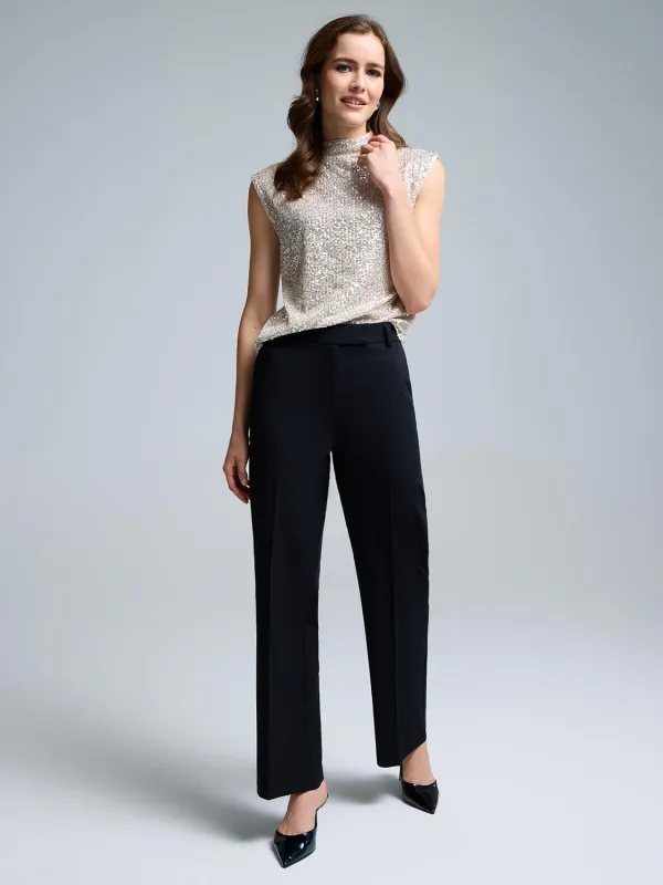 Sequin Mesh Funnel Neck Top sold by Suzy Shier