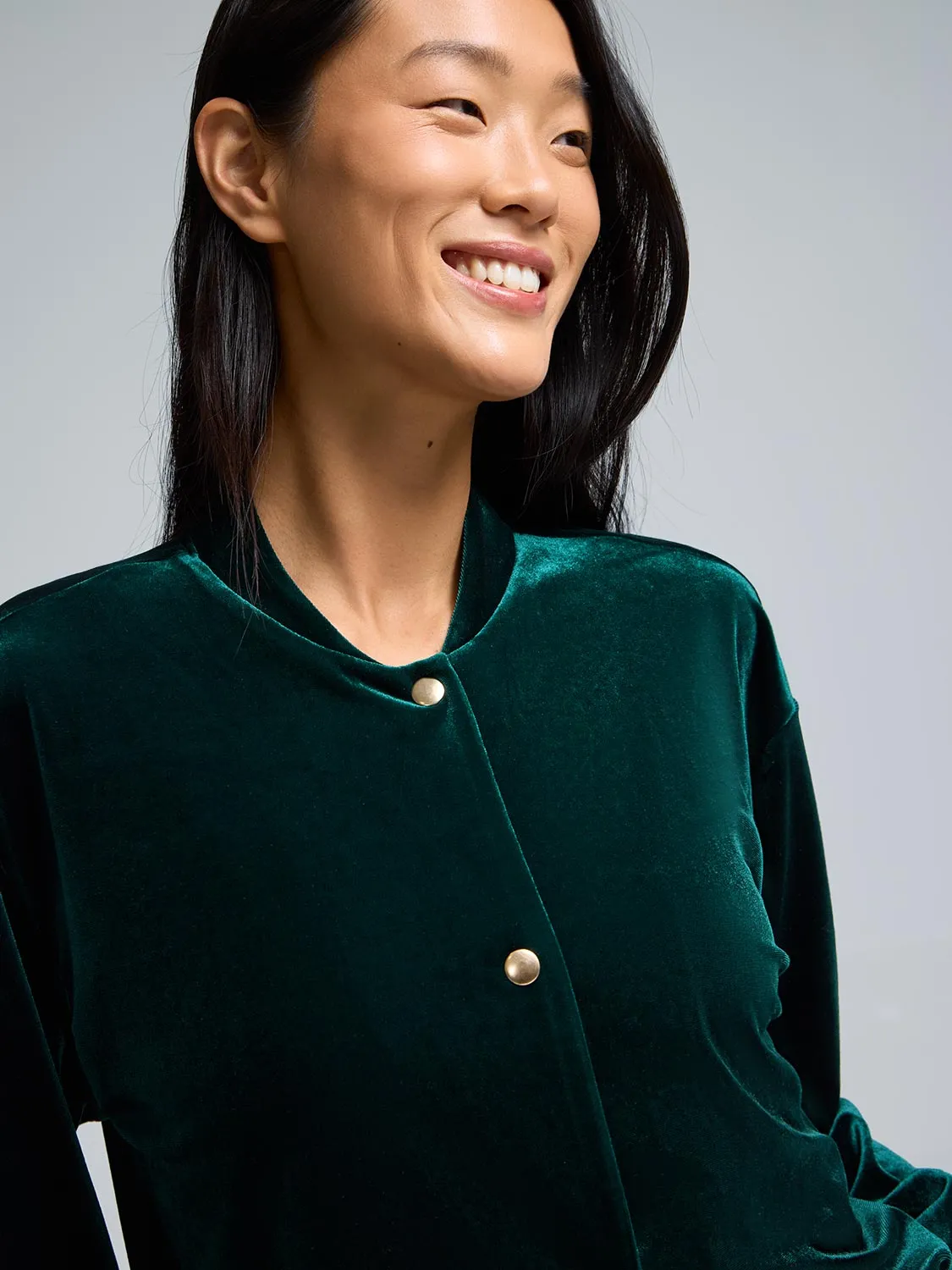 Velvet Bomber Jacket sold by Suzy Shier product image thumbnail 3