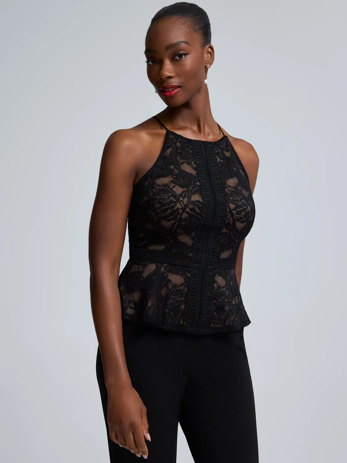 Lace Halter Neck Peplum Top sold by Suzy Shier product image thumbnail 2
