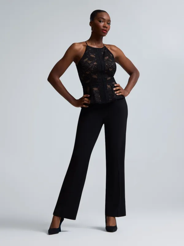 Lace Halter Neck Peplum Top sold by Suzy Shier