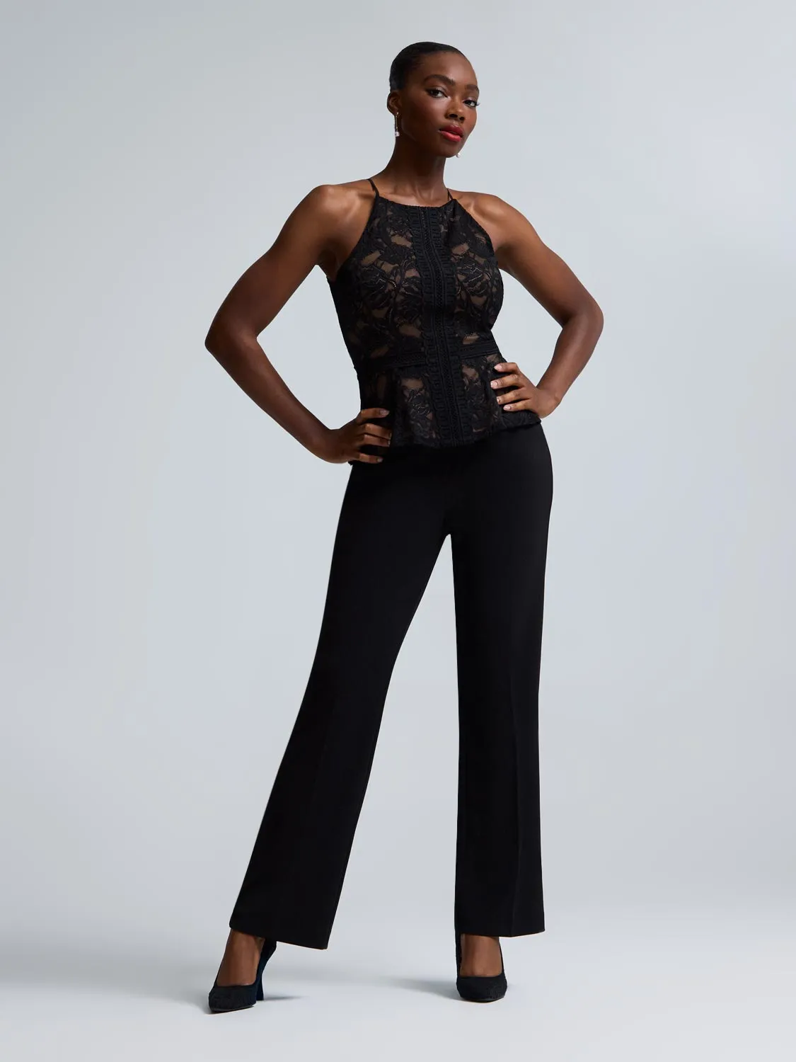 Lace Halter Neck Peplum Top sold by Suzy Shier