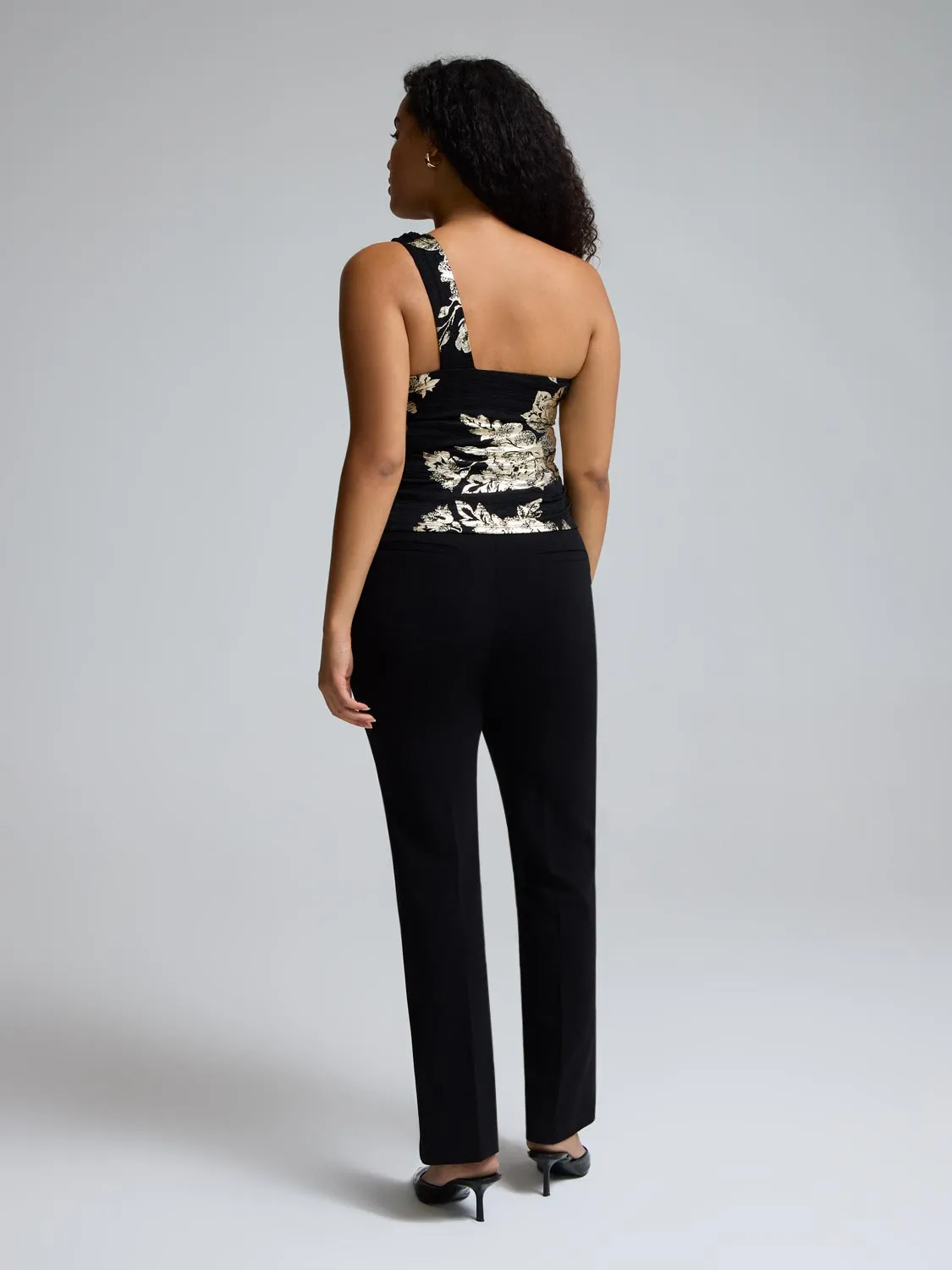 Foil Floral Print One-Shoulder Top sold by Suzy Shier product image thumbnail 3