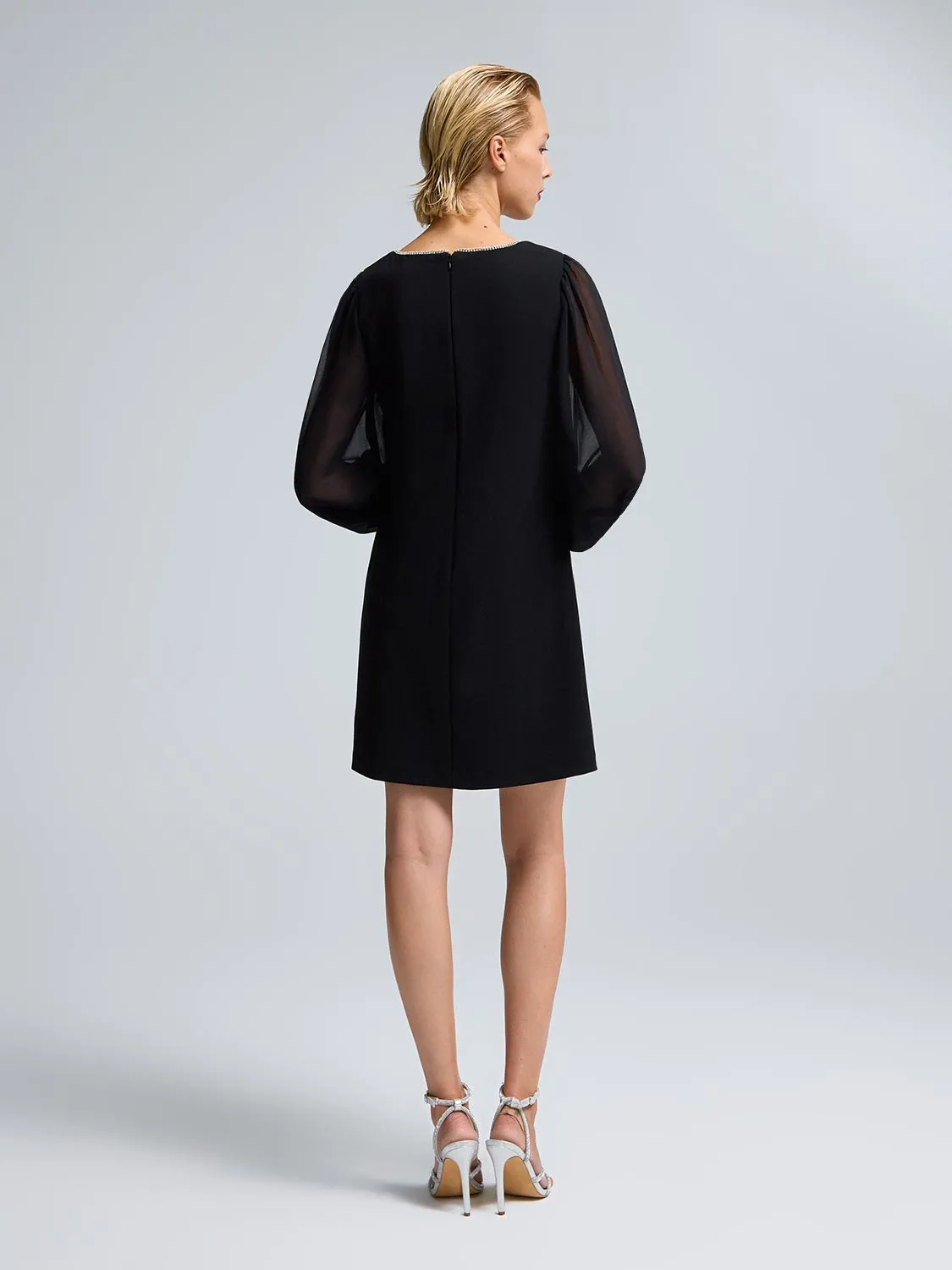 Chiffon Sleeve V-Neck Mini Dress sold by Suzy Shier product image thumbnail 3