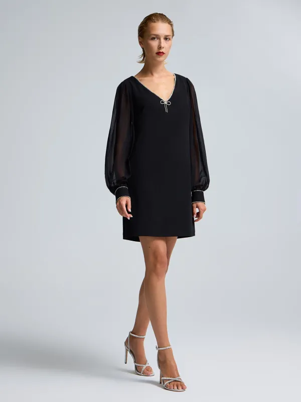 Chiffon Sleeve V-Neck Mini Dress sold by Suzy Shier