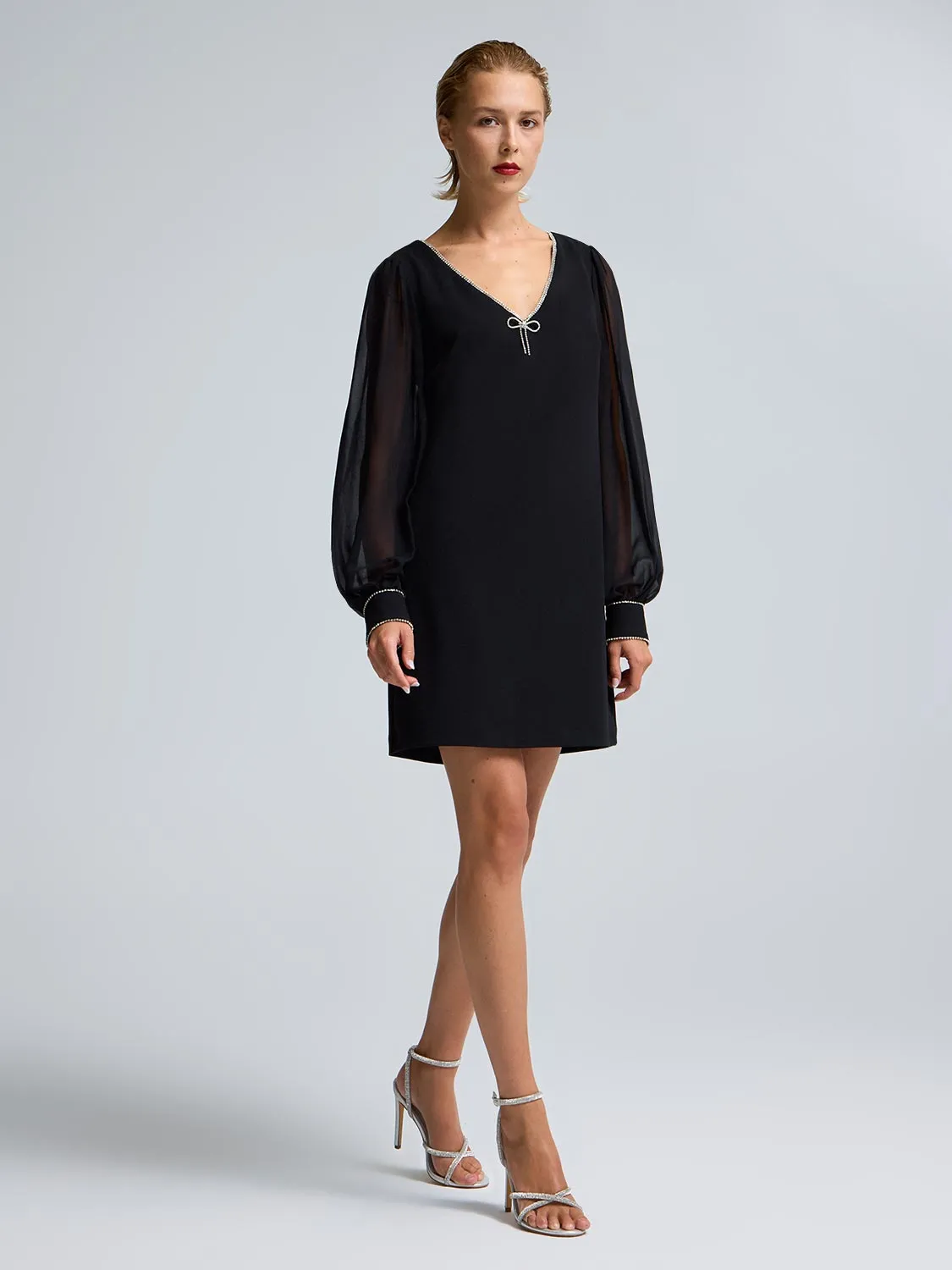 Chiffon Sleeve V-Neck Mini Dress sold by Suzy Shier