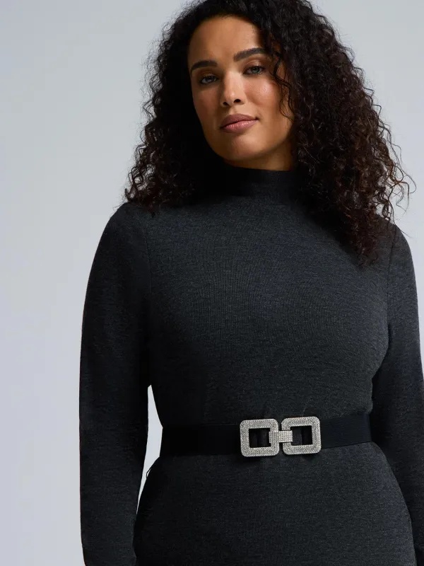 Rhinestone Buckle Stretch Elastic Belt sold by Suzy Shier