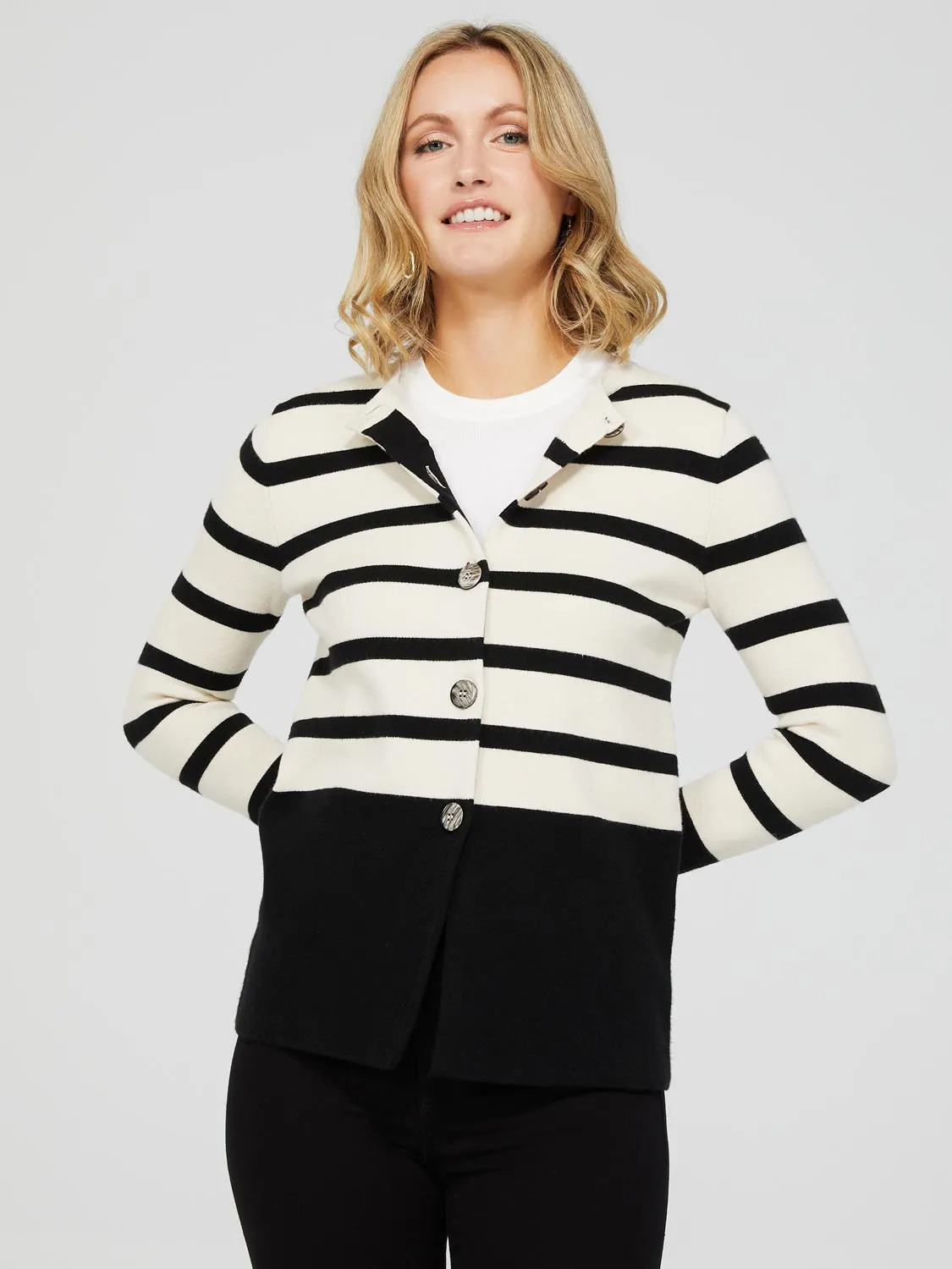 Striped Colourblock Button-Front Cardigan sold by Suzy Shier product image thumbnail 3