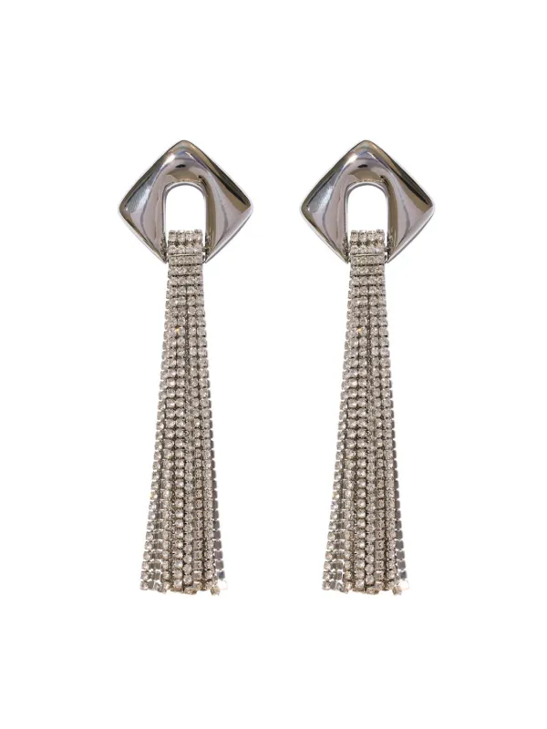 Rhinestone Chain Tassel Earrings made by Suzy Shier