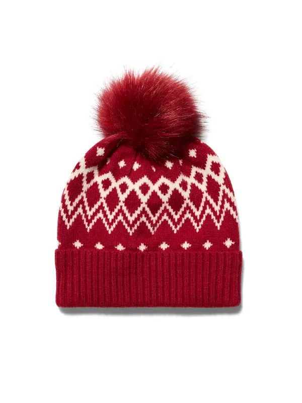 Jaquard Knit Pom Pom Hat sold by Suzy Shier