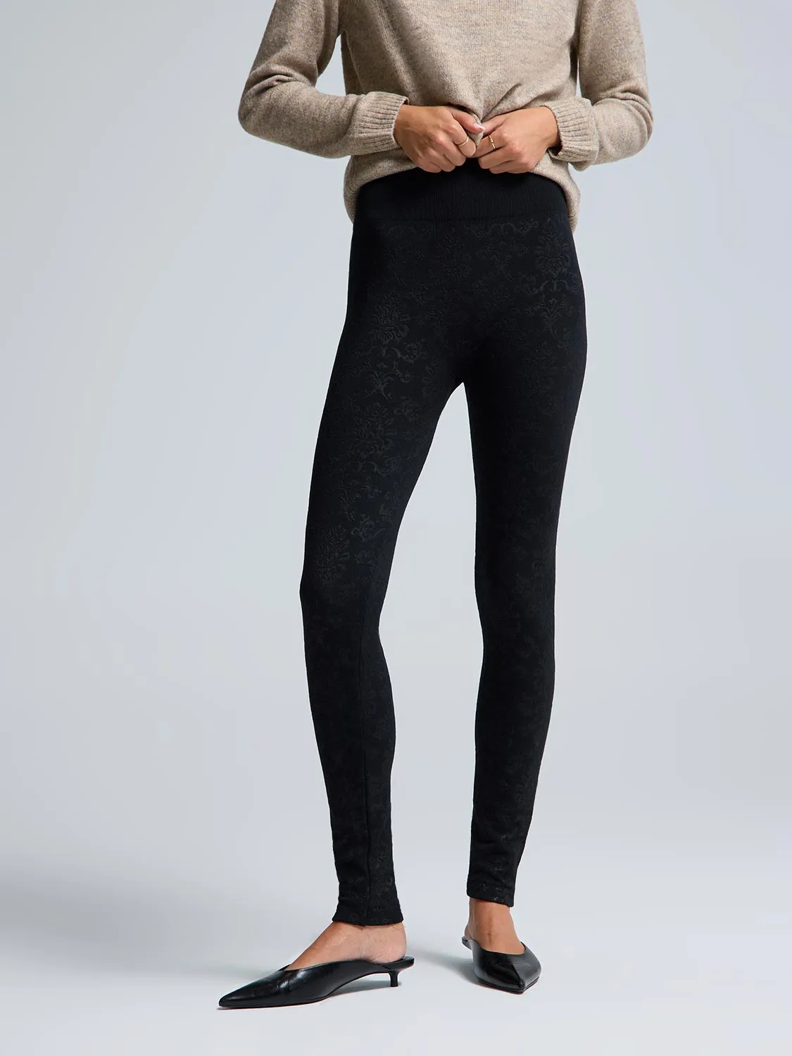 Embossed Baroque Fleece-Lined Leggings sold by Suzy Shier product image thumbnail 3